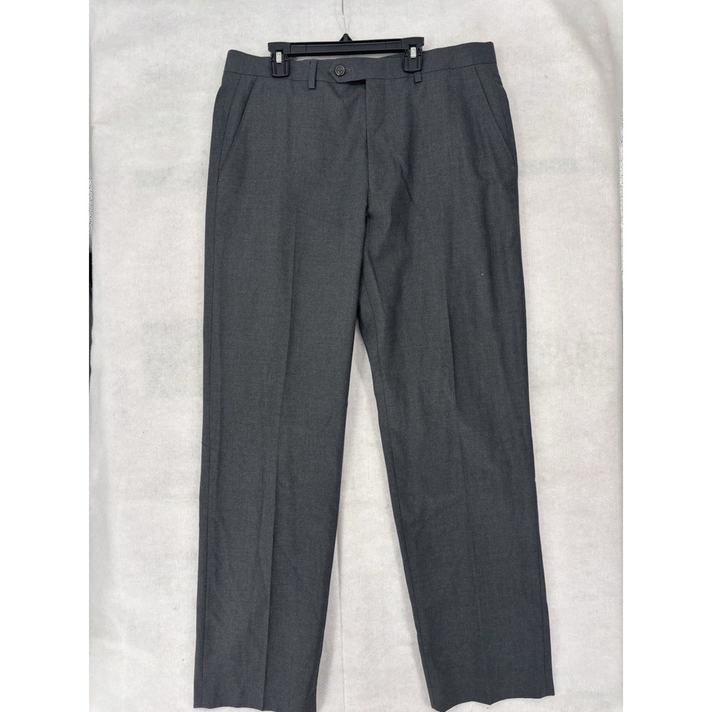 Chaps Charcoal Pants Men's 34x32 Flat Front Trousers Relaxed Straight Poly Blend
